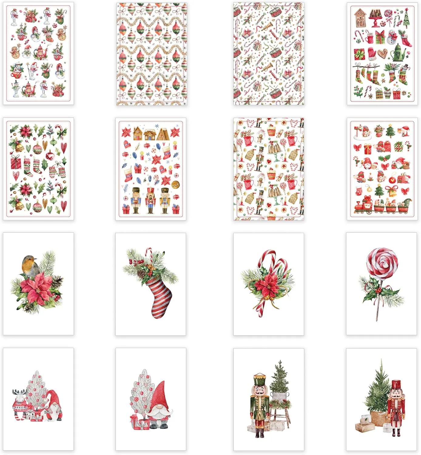 LINA OFFICINE GRAFICHE CREATIVE Christmas Greeting Cards Set of 16 Christmas Cards with Envelope Card Holder 97-999