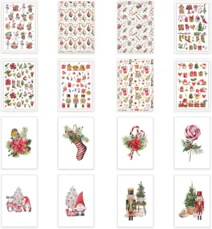 LINA OFFICINE GRAFICHE CREATIVE Christmas Greeting Cards Set of 16 Christmas Cards with Envelope Card Holder 97-999