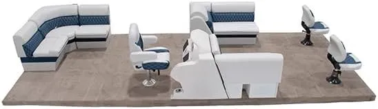 Lippert Sunset Rear L Fishing Pontoon Boat Seat – Marine-Grade Boat Seating Kit with Helm Seat, Angled Bench, Corner Lounge, Folding Fishing Chairs & Steering Console