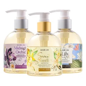 Liquid Hand Soap with Gift Box - Pure Nature's Embrace -260ml/ 8.7 fl.oz - Variety Pack of 3(Sweet Vanilla,Lily Fresh,Midnight Orchid)
