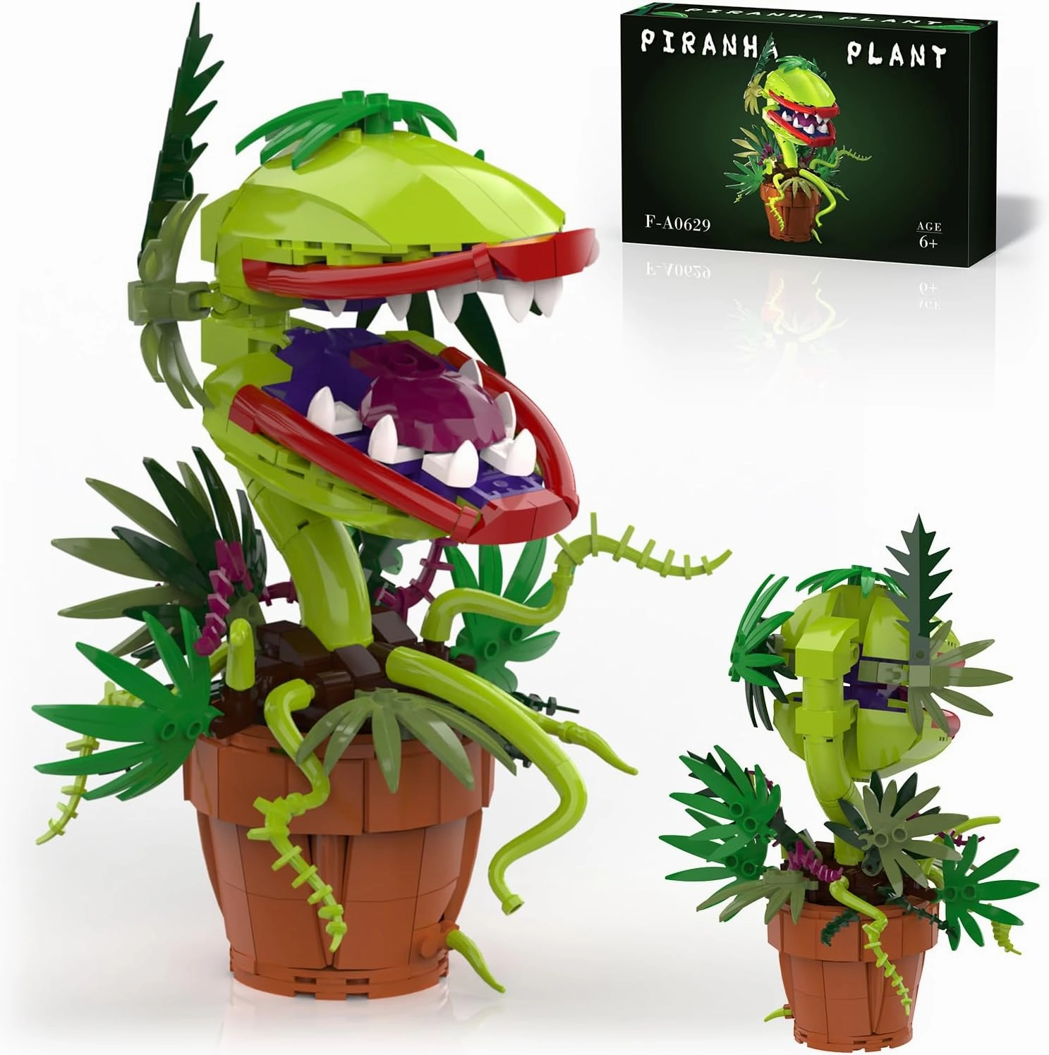 Little Shop of Horrors Audrey 2 Piranha Plant Building Blocks Sets for Boys 8-14, 327 Pcs Openable Mouth Cannibal Flower Monster, Creative Gifts for Movie Fan, Adults