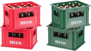 LOGOFUN 4 Pcs Dollhouse Wine Crate Miniature Beer Bottle Model Plastic Wine Basket Wine Bottles Dollhouse Kitchen Accessories Decoration