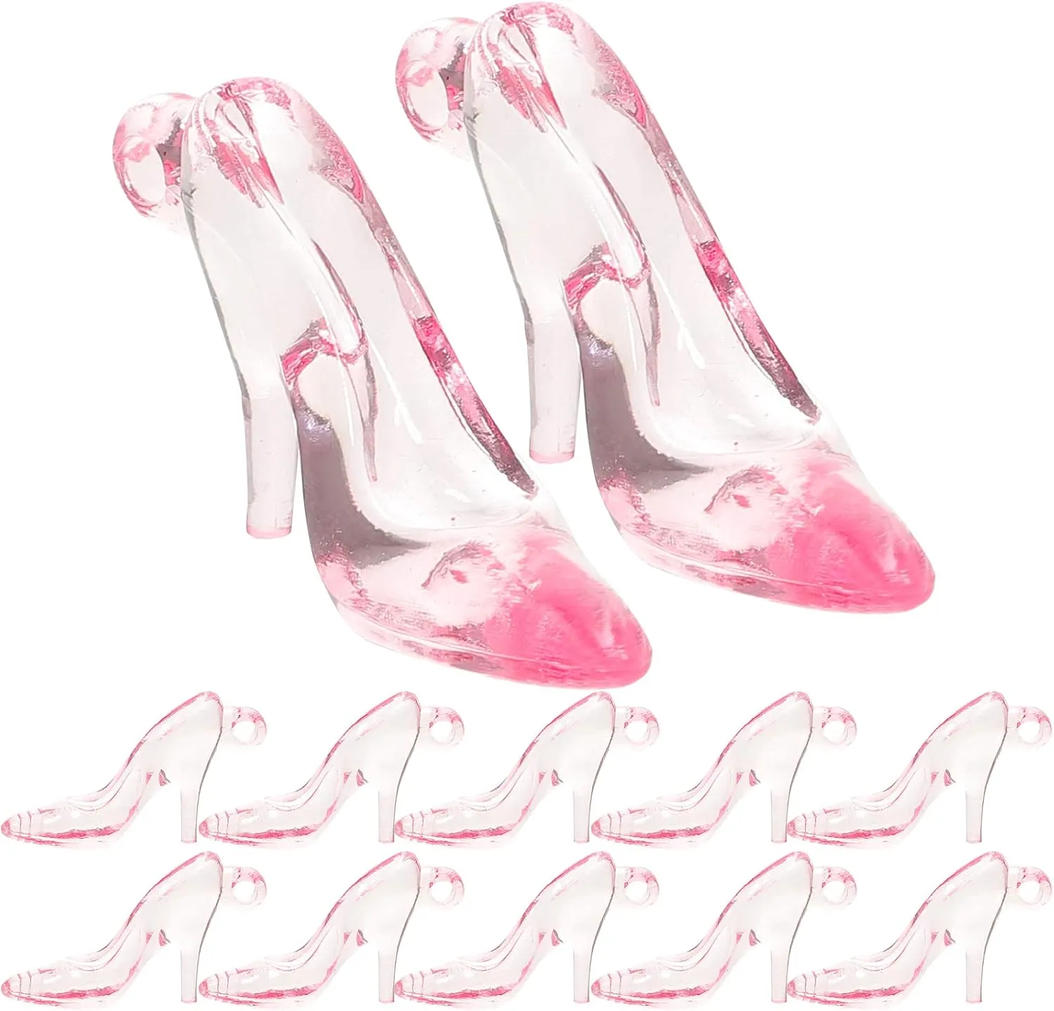 LOGOFUN 72Pcs Mini Doll Shoes Crystal High Heel Shoe Doll House Princess Decorations (Pink)