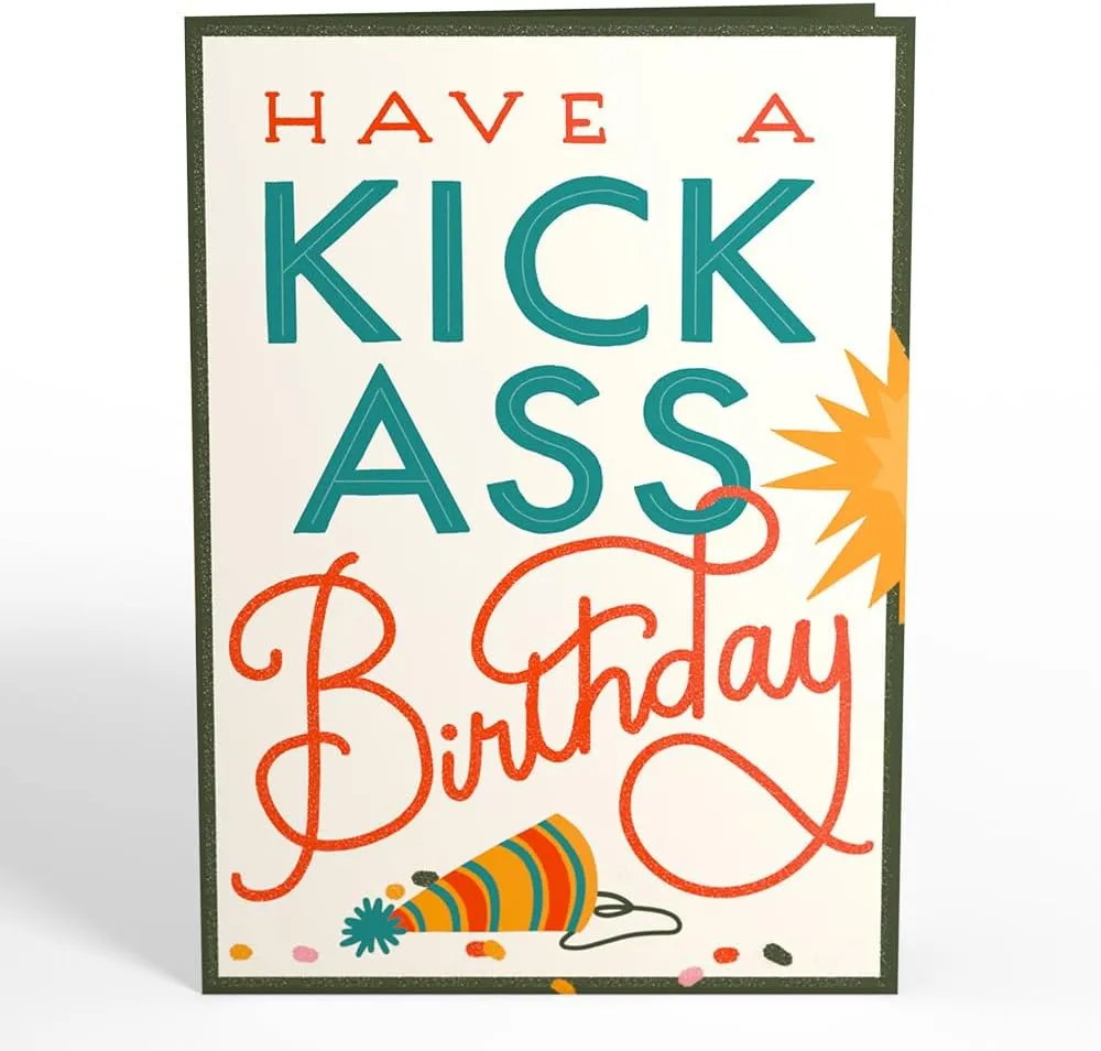 Lovepop Birthday Pop-Up Card for Her and Him - 3D Greeting Cards for Boys, Girls, Men, Women - Have a Kick Ass Birthday - 5" x 7" Card - Blank Notecard & Envelope Included