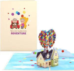 Lovepop Everyday Pop-Up Card for Her and Him - 3D Disney & Pixar Greeting Cards for Boys, Girls, Men, Women - My Favorite Adventure - 5" x 7" Up House Card - Blank Notecard & Envelope Included