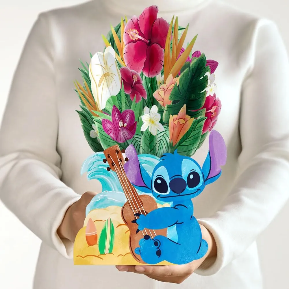Lovepop Everyday Pop-Up Disney Paper Flower Bouquet for Her and Him - Stitch Flower Buds for Boys, Girls, Men, Women - 12" Bouquet - Blank Note Card Included