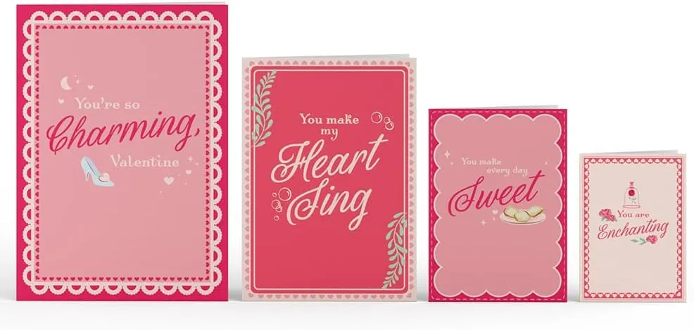 Lovepop Valentines Day Card for Her, Him - 3D Disney Pop-Up Nesting Card - Disney Princesses - 4 Cards - 5" x 7" - Blank Notecard & Envelope Included