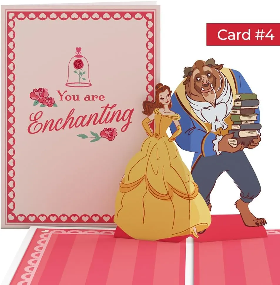 Lovepop Valentines Day Card for Her, Him - 3D Disney Pop-Up Nesting Card - Disney Princesses - 4 Cards - 5" x 7" - Blank Notecard & Envelope Included