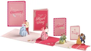 Lovepop Valentines Day Card for Her, Him - 3D Disney Pop-Up Nesting Card - Disney Princesses - 4 Cards - 5" x 7" - Blank Notecard & Envelope Included