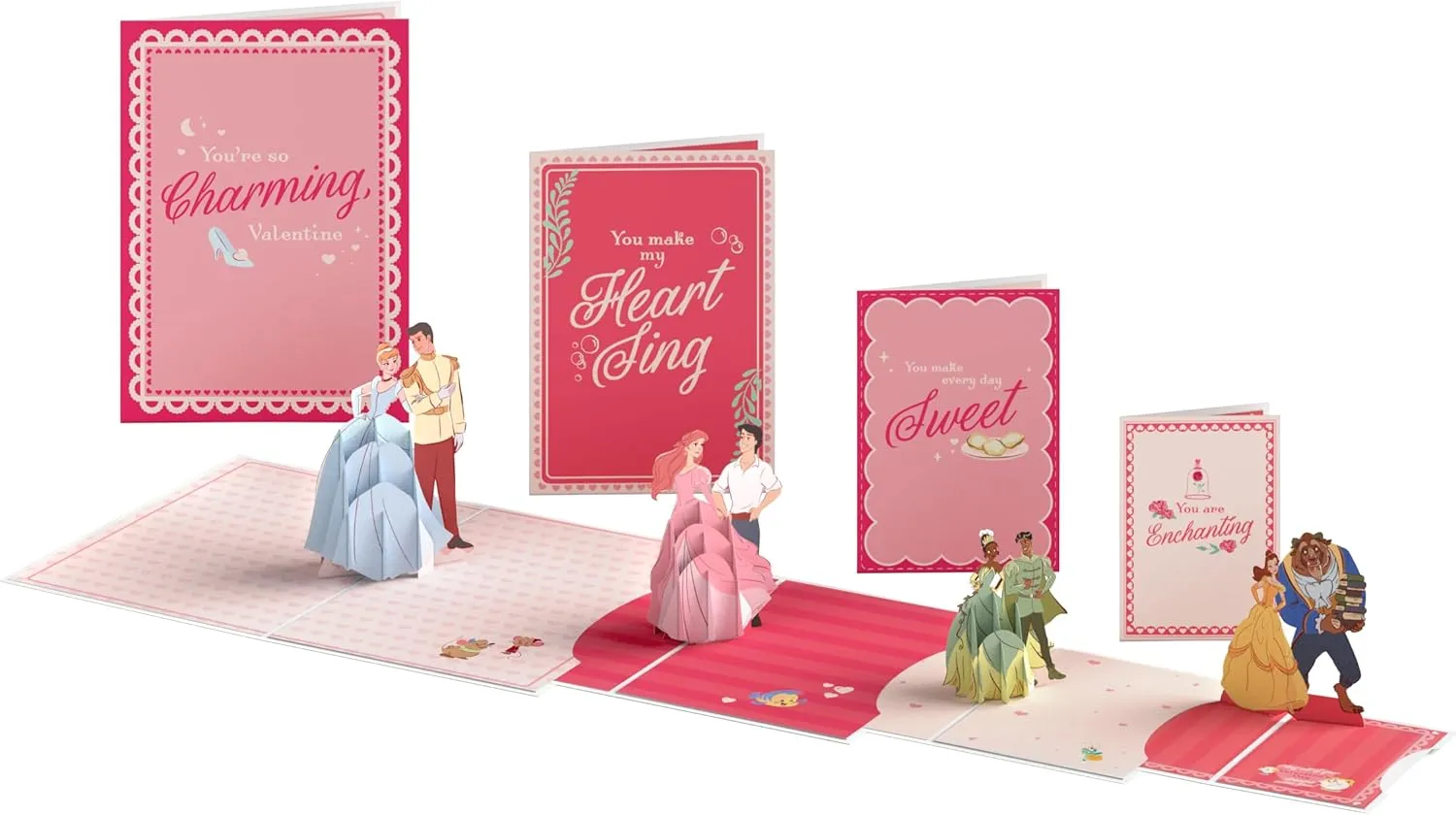 Lovepop Valentines Day Card for Her, Him - 3D Disney Pop-Up Nesting Card - Disney Princesses - 4 Cards - 5" x 7" - Blank Notecard & Envelope Included