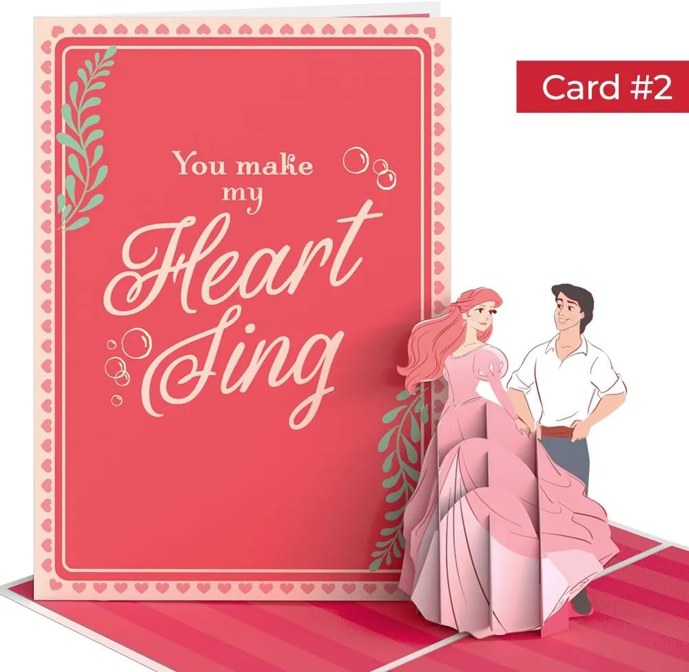 Lovepop Valentines Day Card for Her, Him - 3D Disney Pop-Up Nesting Card - Disney Princesses - 4 Cards - 5" x 7" - Blank Notecard & Envelope Included