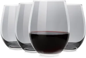 LUXU Wine Glasses Set of 4,20 oz Large Stemless Wine Glasses,Grey Juice Drinking Glasses,No Stem Glass Beverage Cups,All-Purpose Water Glasses for Ice Coffee,Tea,Red or White Wine