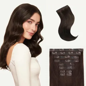 Luxy 100% Remy Human Hair, Classic 160g Clip-In Hair Extensions - 10 Wefts Multi-Dimensional Color for Natural Blending, Adds Volume & Length, Easy Apply & Remove 20" Dark Brown Classic