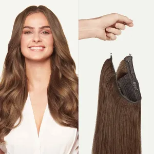 Luxy 100% Remy Human Hair – Halo Clip-In Hair Extensions –Natural Looking Volume & Length - One-Piece - Easy 5-Min Application 140 grams 16" Chestnut Brown Halo