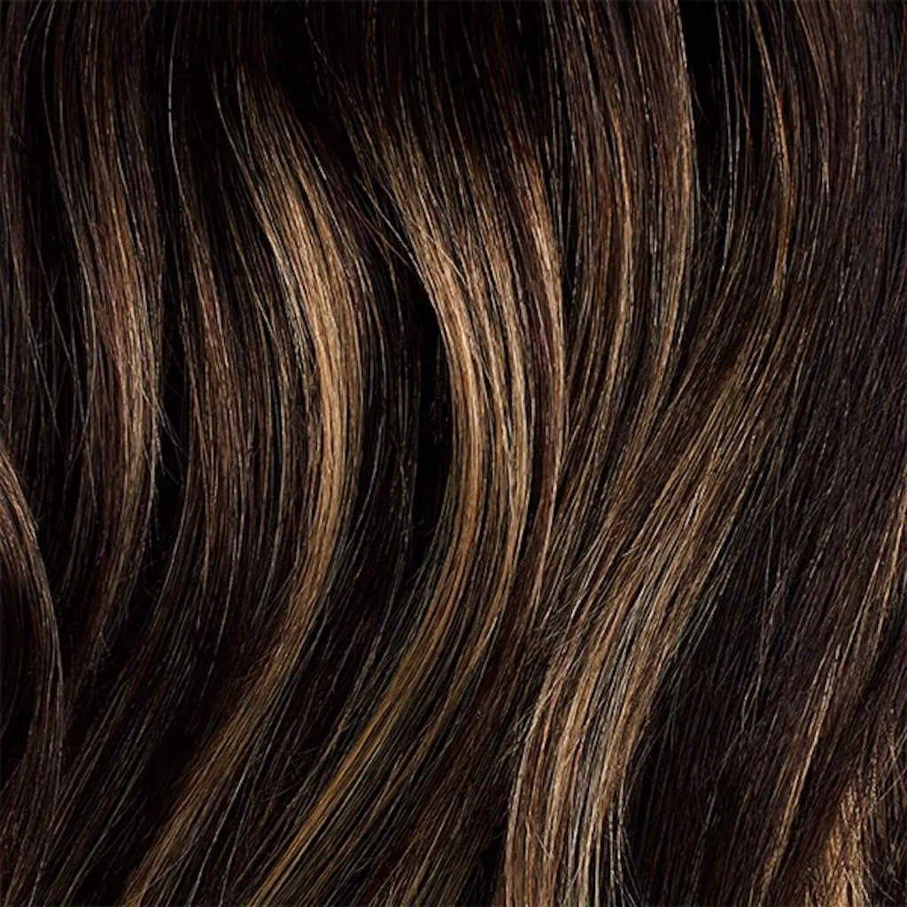 Luxy 100% Remy Human Hair – Scalp Hair Fill-Ins - Clip-Ins for Scalp & Part Line Coverage - Natural Coverage for Thinning Areas, Lightweight Mesh Bands 30 grams 12" Dark Brown Balayage