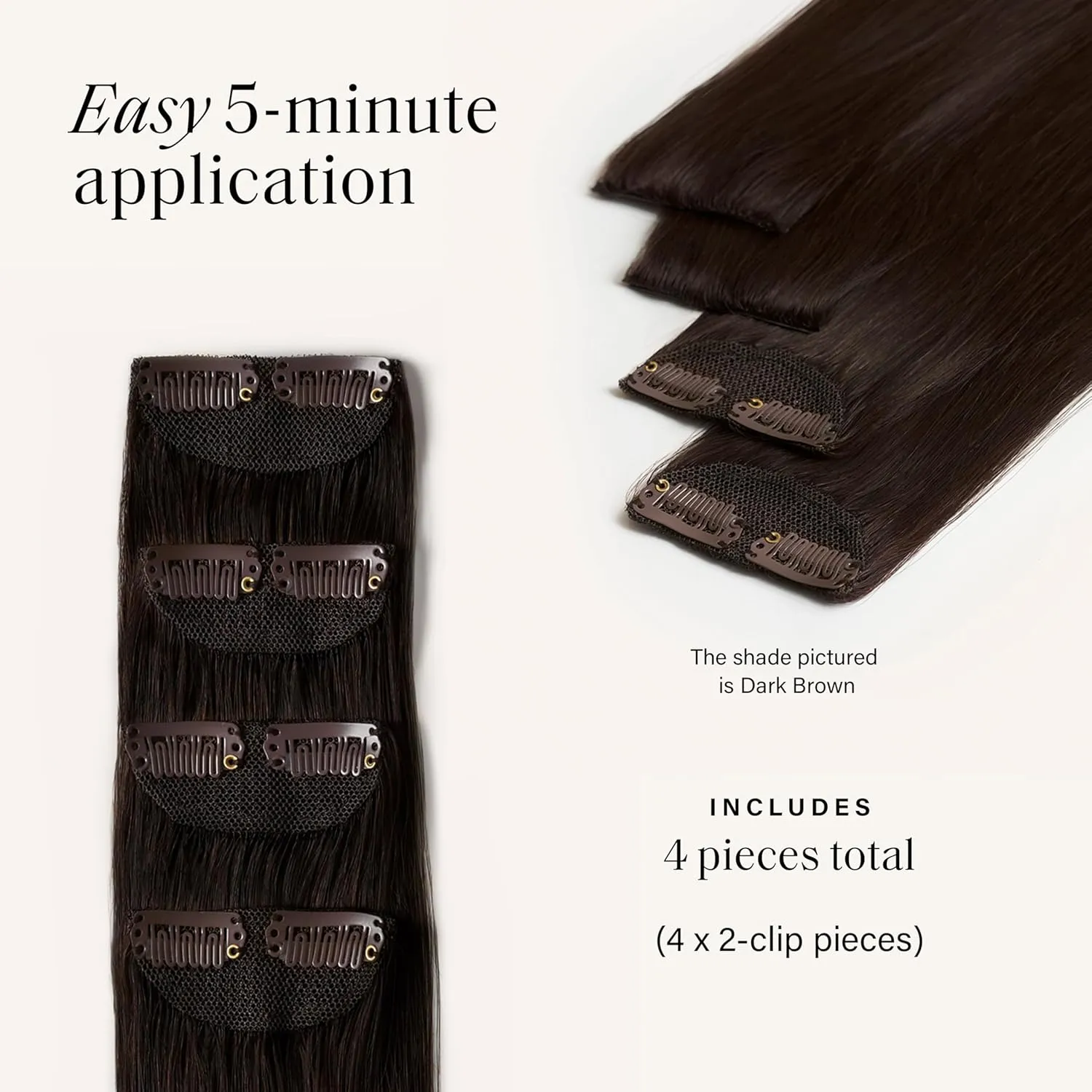 Luxy 100% Remy Human Hair – Scalp Hair Fill-Ins - Clip-Ins for Scalp & Part Line Coverage - Natural Coverage for Thinning Areas, Lightweight Mesh Bands 30 grams 12" Dark Brown Balayage