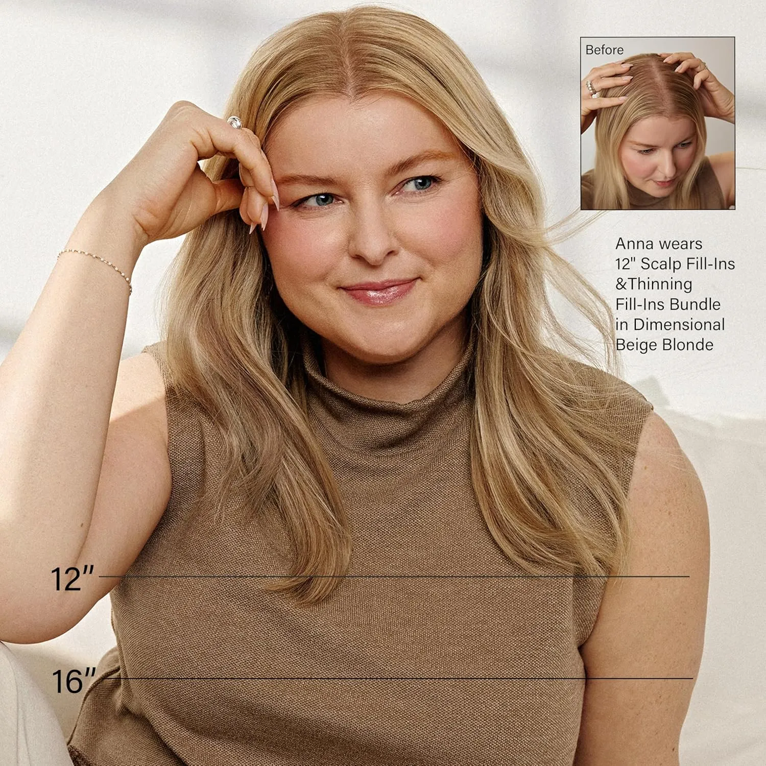 Luxy 100% Remy Human Hair – Scalp Hair Fill-Ins - Clip-Ins for Scalp & Part Line Coverage - Natural Coverage for Thinning Areas, Lightweight Mesh Bands 40 grams 16" Chestnut Brown Highlights