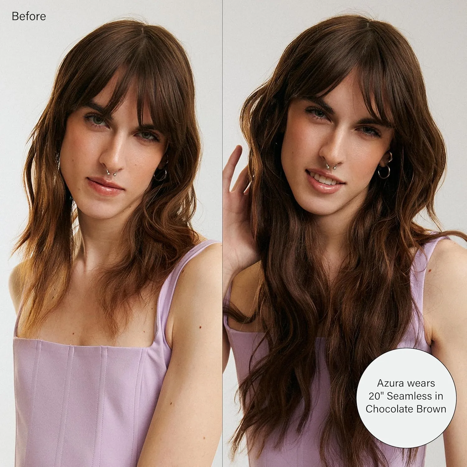 Luxy 100% Remy Human Hair - Seamless Clip-In Hair Extensions - Multi-Dimensional Color for Natural Blending, Adds Volume & Length 180 grams 20" Ash Brown Balayage