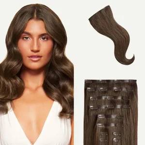 Luxy 100% Remy Human Hair - Seamless Clip-In Hair Extensions - Multi-Dimensional Color for Natural Blending, Adds Volume & Length 180 grams 20" Neutral Brown Seamless