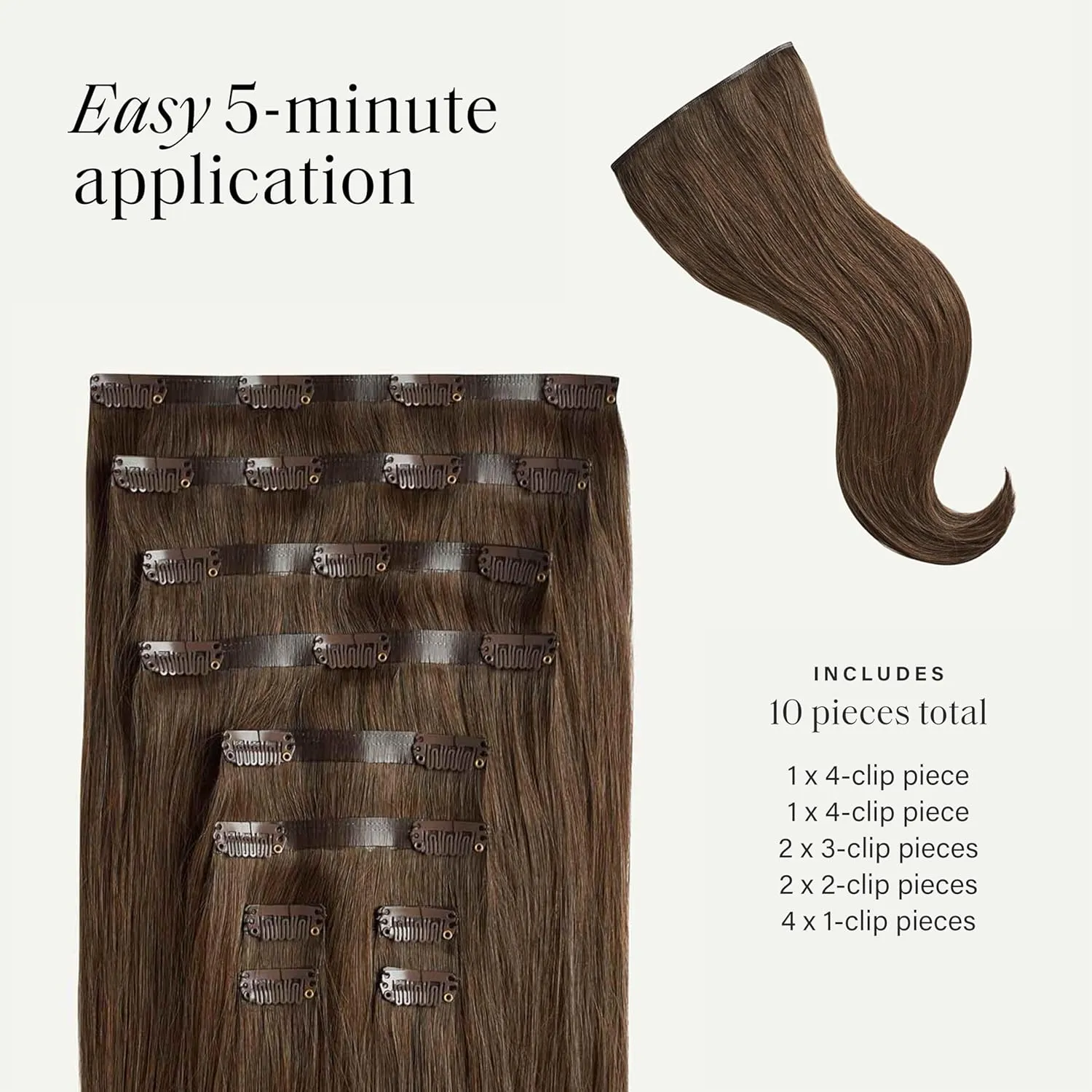 Luxy 100% Remy Human Hair - Seamless Clip-In Hair Extensions - Multi-Dimensional Color for Natural Blending, Adds Volume & Length 180 grams 20" Neutral Brown Seamless