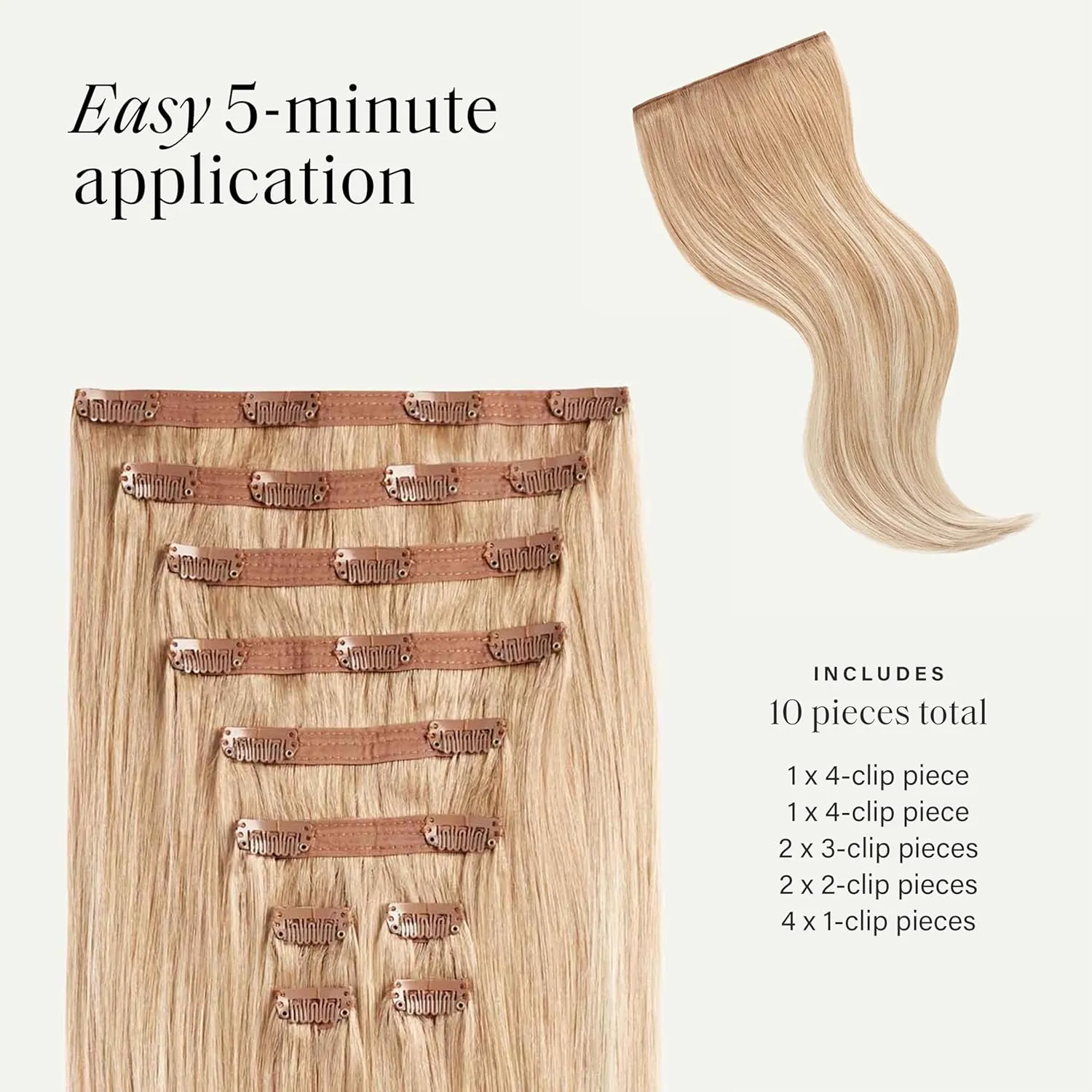 Luxy Hair 20" Blonde Balayage Thick Classic Clip-In Hair Extensions (220 grams) 100% Remy Human Hair, Thick, Natural,Volume, 10-Piece Set, Blends Easily