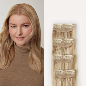 Luxy 100% Remy Human Hair – Scalp Hair Fill-Ins - Clip-Ins for Scalp & Part Line Coverage - Natural Coverage for Thinning Areas, Lightweight Mesh Bands 30 grams 12" Dimensional Beige Blonde