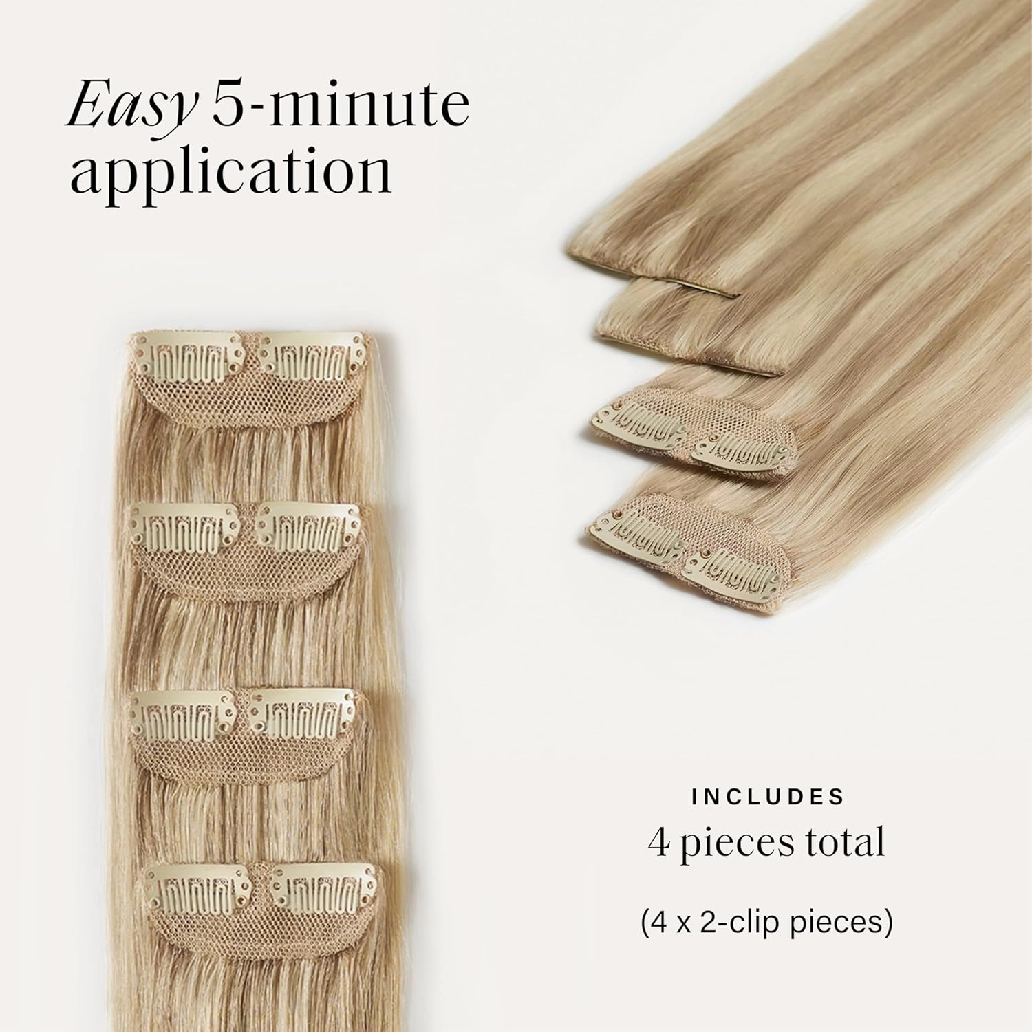 Luxy 100% Remy Human Hair – Scalp Hair Fill-Ins - Clip-Ins for Scalp & Part Line Coverage - Natural Coverage for Thinning Areas, Lightweight Mesh Bands 30 grams 12" Dimensional Beige Blonde