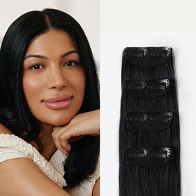 Luxy 100% Remy Human Hair – Scalp Hair Fill-Ins - Clip-Ins for Scalp & Part Line Coverage - Natural Coverage for Thinning Areas, Lightweight Mesh Bands 30 grams 12" Jet Black Scalp
