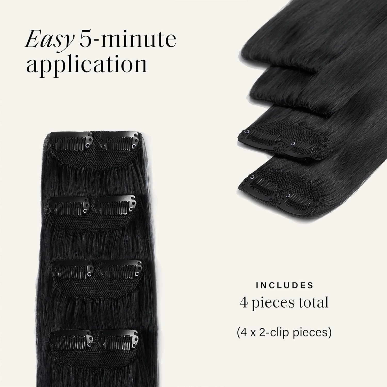 Luxy 100% Remy Human Hair – Scalp Hair Fill-Ins - Clip-Ins for Scalp & Part Line Coverage - Natural Coverage for Thinning Areas, Lightweight Mesh Bands 30 grams 12" Jet Black Scalp