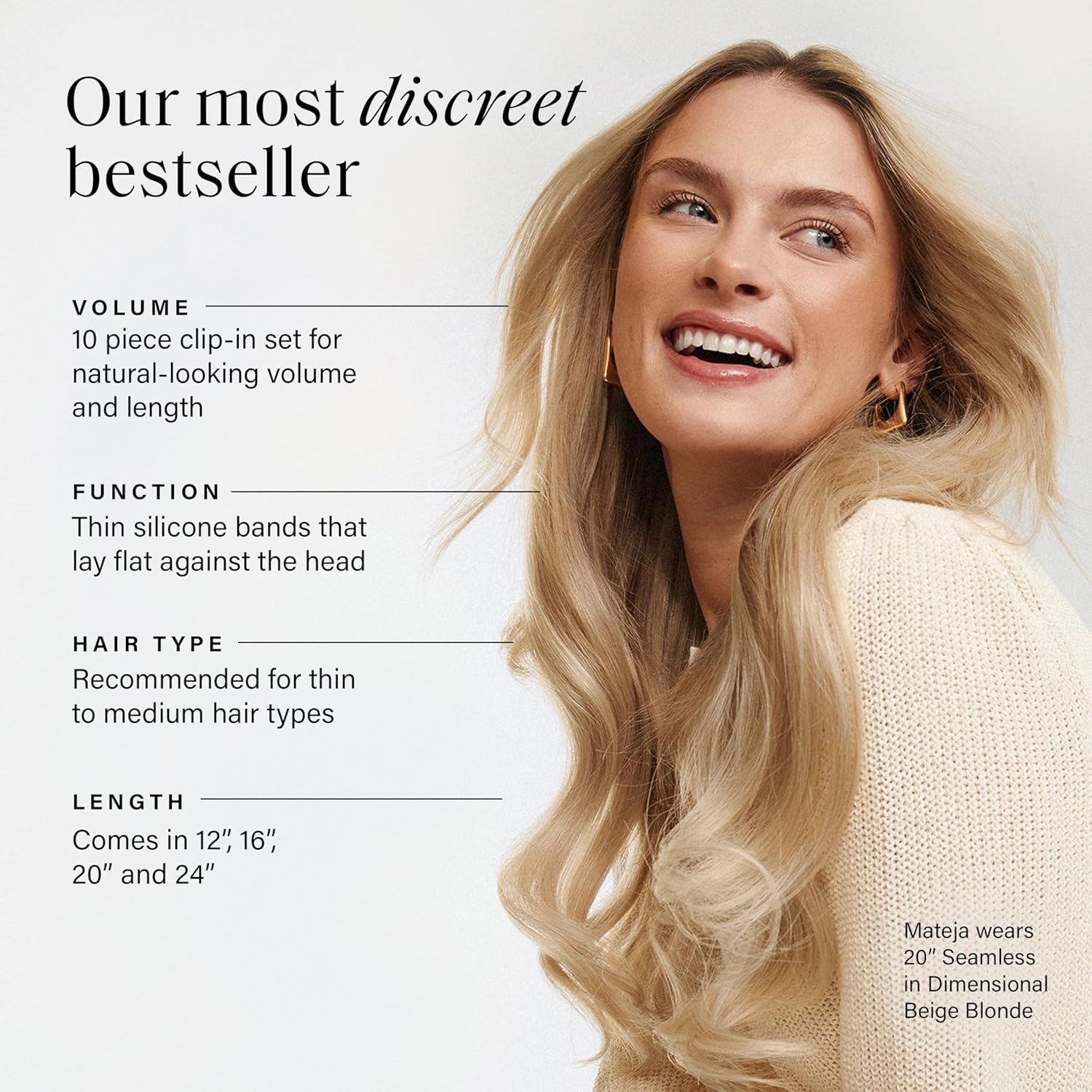 Luxy 100% Remy Human Hair - Seamless Clip-In Hair Extensions - Multi-Dimensional Color for Natural Blending, Adds Volume & Length 240 grams 24" Dimensional Beige Blonde
