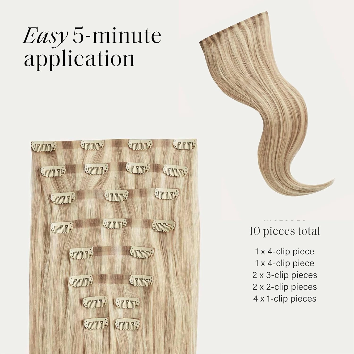 Luxy 100% Remy Human Hair - Seamless Clip-In Hair Extensions - Multi-Dimensional Color for Natural Blending, Adds Volume & Length 240 grams 24" Dimensional Beige Blonde
