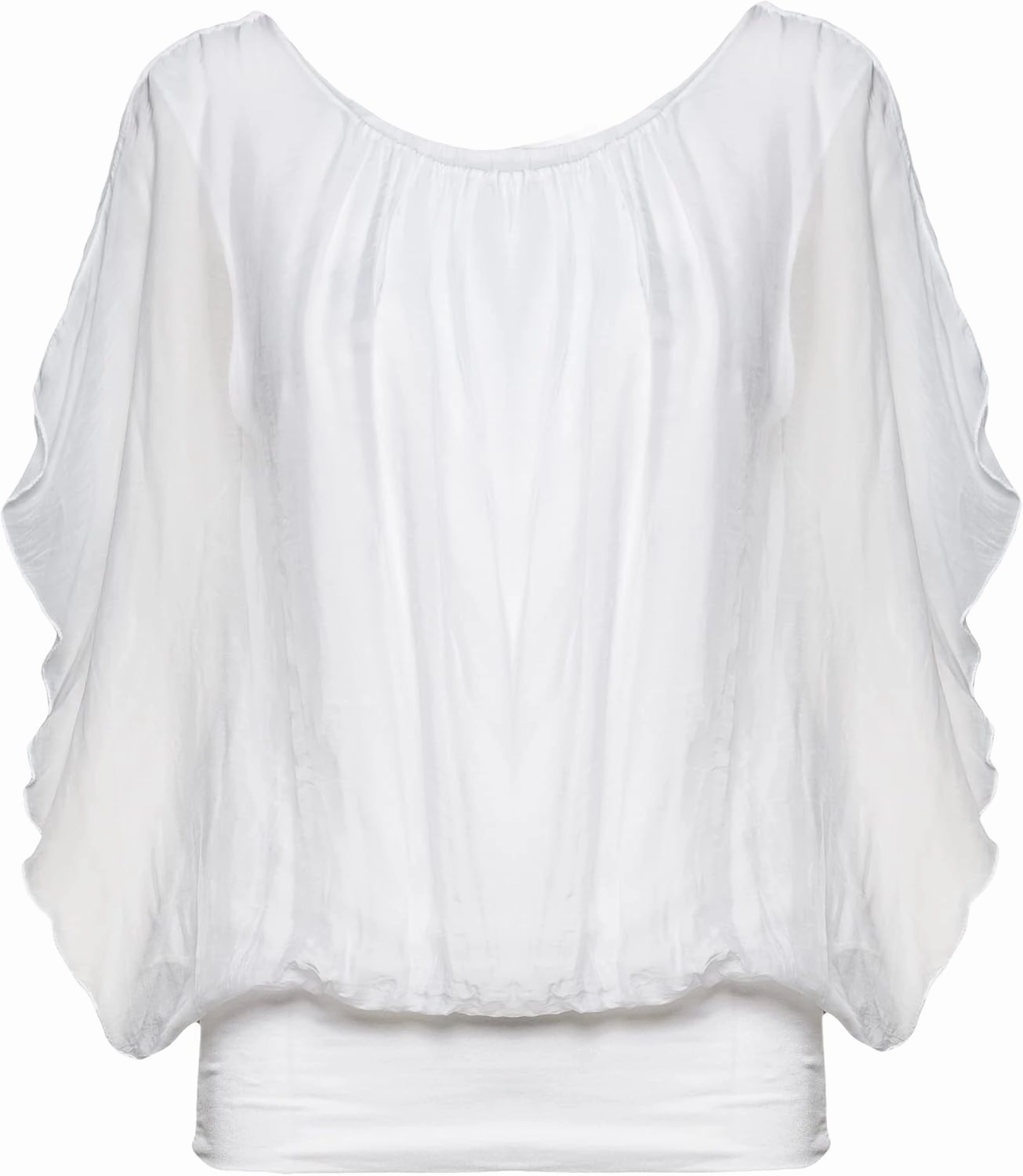M Made in Italy Women's Flare Short Sleeve Scoop Neckline Top
