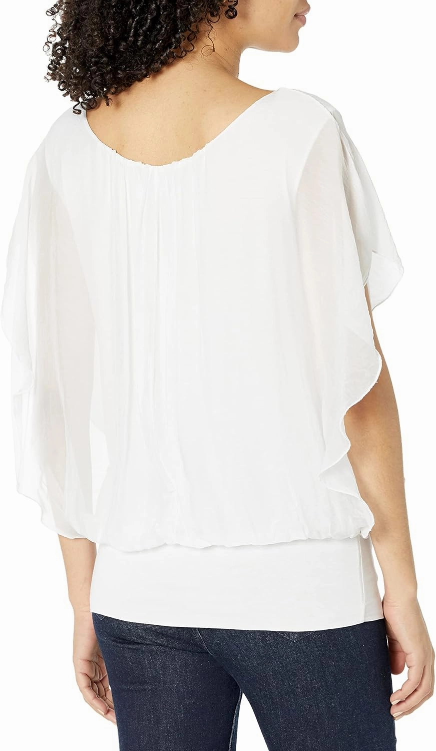M Made in Italy Women's Flare Short Sleeve Scoop Neckline Top