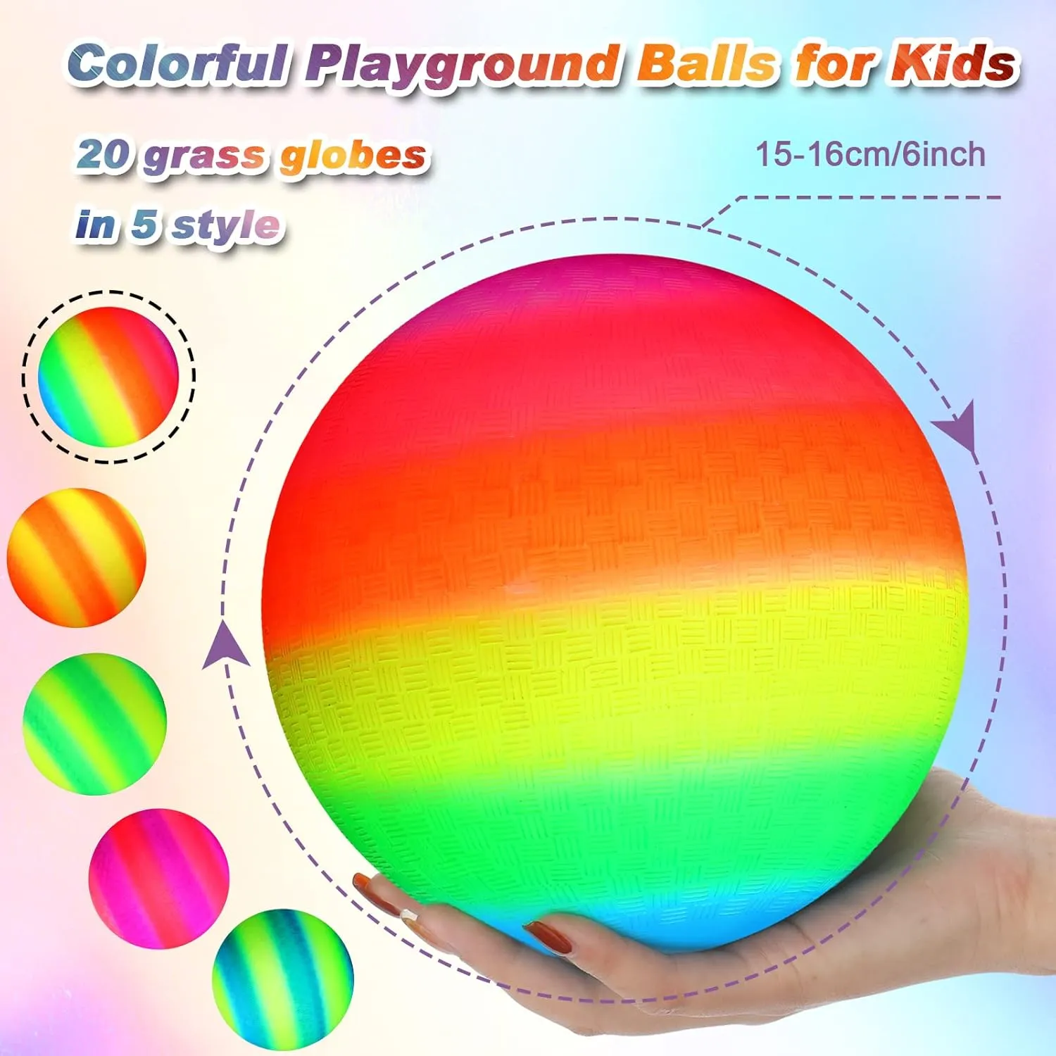 Macarrie 20 Pcs Playground Balls 6 Inches Dodgeball Kick Balls for Kids Adults Colorful Inflatable Balls Handballs Soccer Basketball Handball Games Camps Schools Outdoors