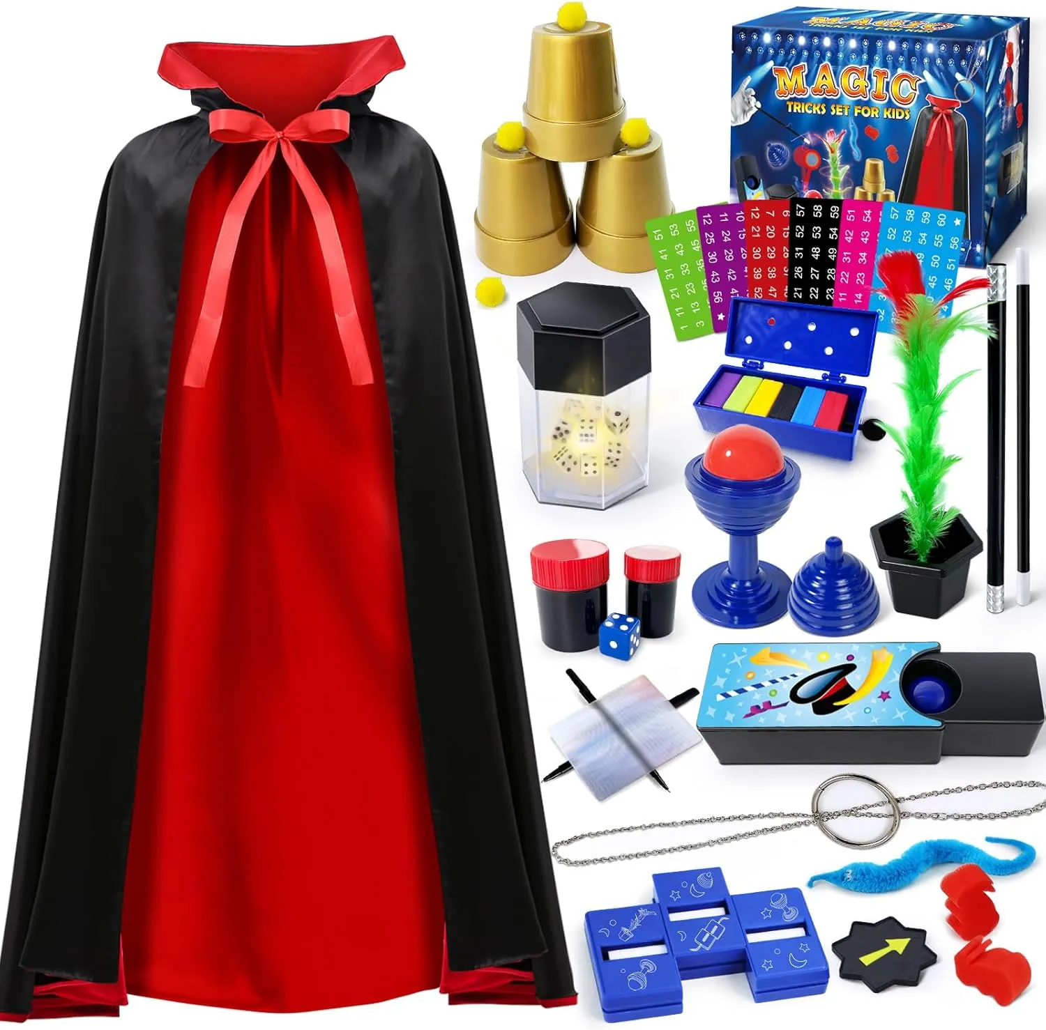 Magic Kit, Magic Set with Magician Costume for Kids Age 6-8, Magic Tricks for Kids Ages 6 7 8 9 10 11 12 Year Old