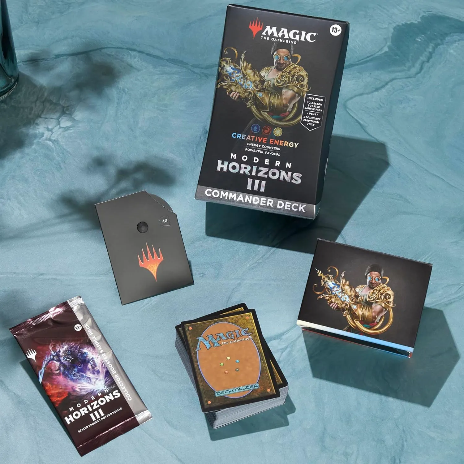 Magic: The Gathering Modern Horizons 3 Commander Deck - Creative Energy (100-Card Deck, 2-Card Collector Booster Sample Pack   Accessories)