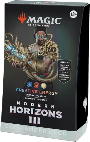 Magic: The Gathering Modern Horizons 3 Commander Deck - Creative Energy (100-Card Deck, 2-Card Collector Booster Sample Pack   Accessories)