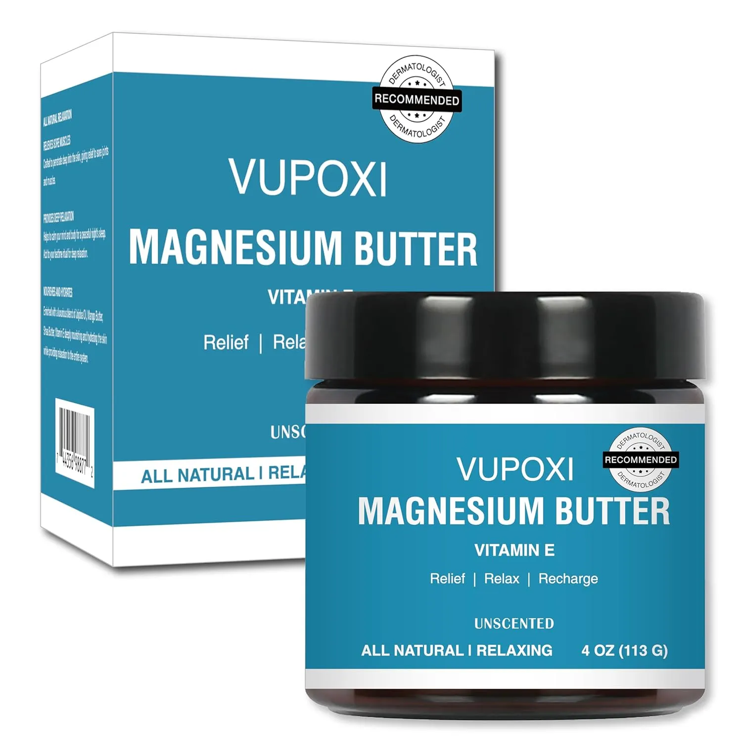 Magnesium Cream for Sleep, Muscle Soreness & Cramps Relief with Jojoba Oil, Vitamin E, Shea Butter - Topical Magnesium Lotion for Calm & Relaxation - (4 fl, Unscented)