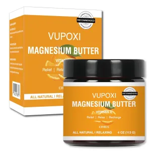 Magnesium Cream for Sleep, Muscle Soreness & Cramps Relief with Vitamin E, Shea Butter - Topical Magnesium Lotion for Calm & Relaxation - (4 fl, Citrus)
