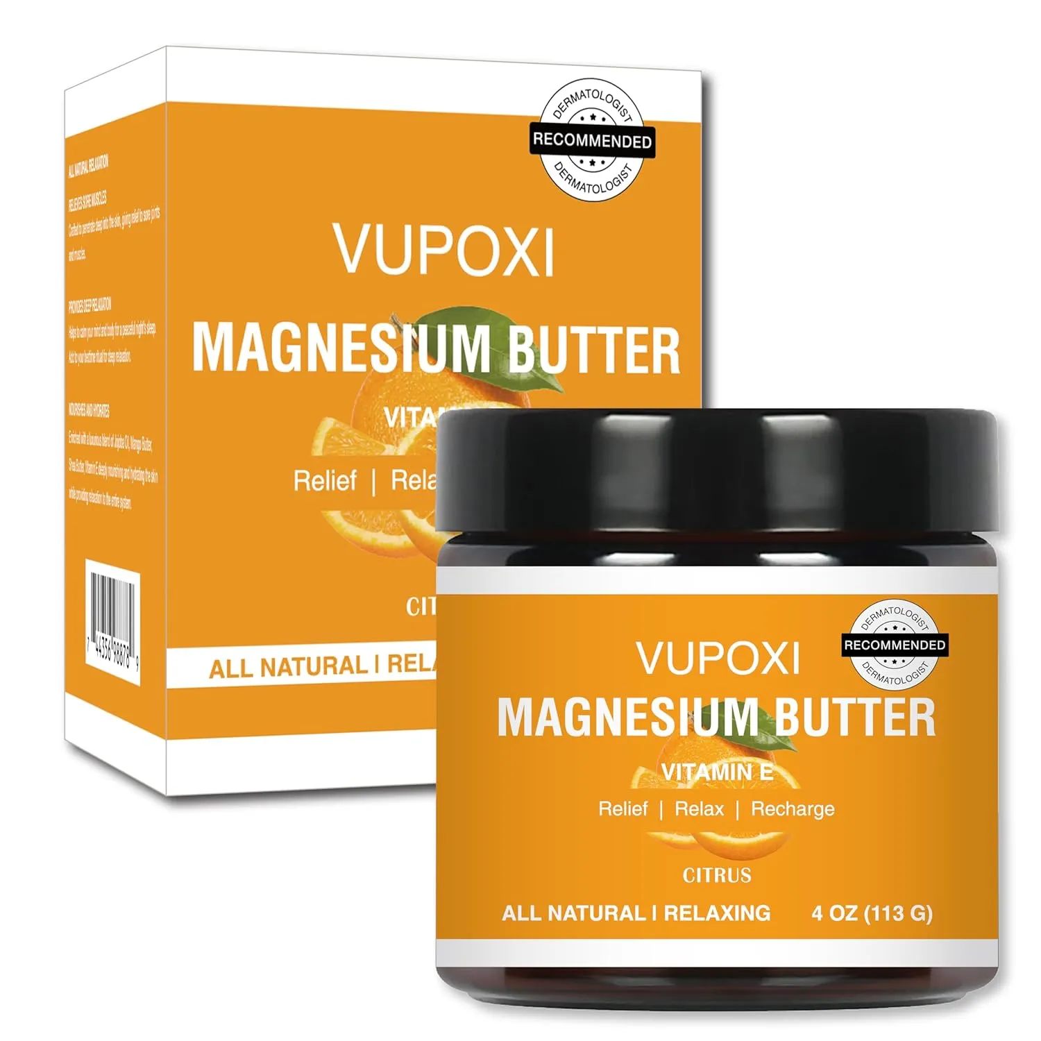 Magnesium Cream for Sleep, Muscle Soreness & Cramps Relief with Vitamin E, Shea Butter - Topical Magnesium Lotion for Calm & Relaxation - (4 fl, Citrus)