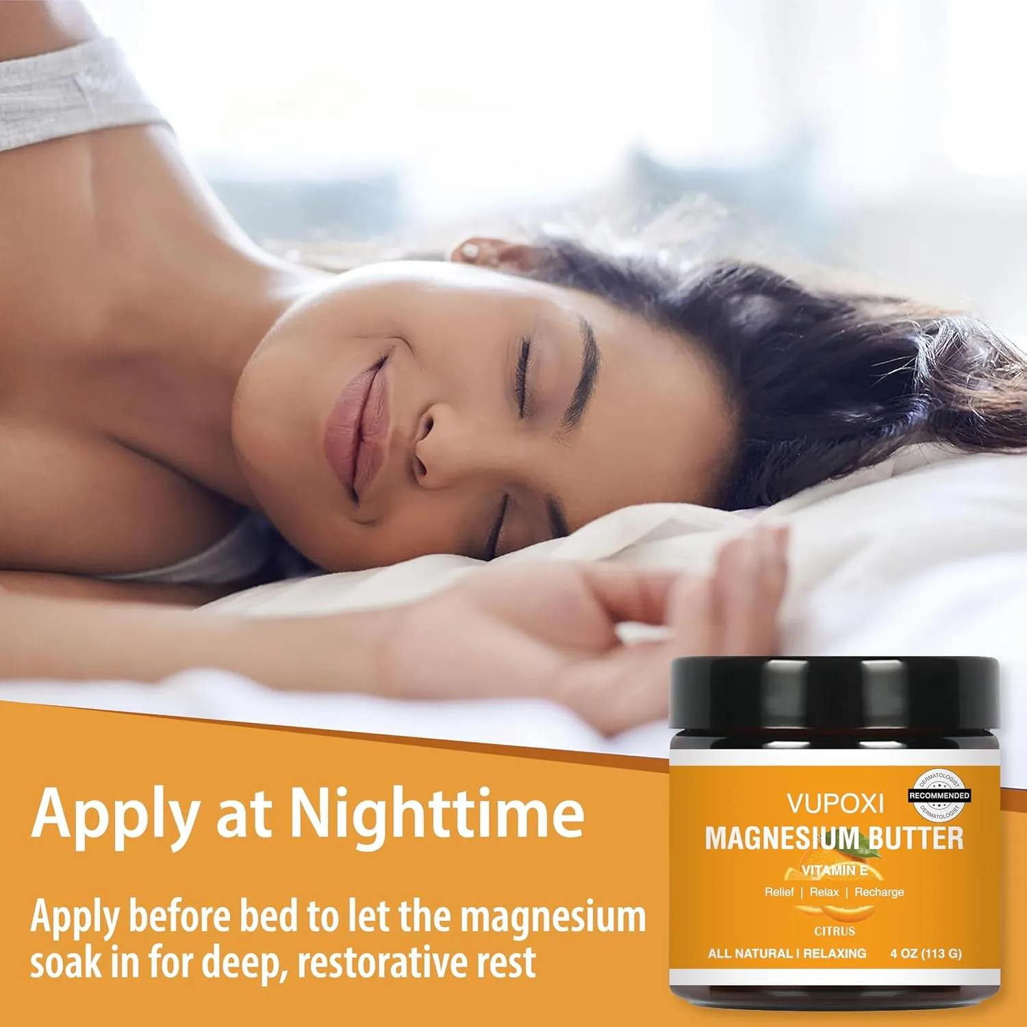 Magnesium Cream for Sleep, Muscle Soreness & Cramps Relief with Vitamin E, Shea Butter - Topical Magnesium Lotion for Calm & Relaxation - (4 fl, Citrus)