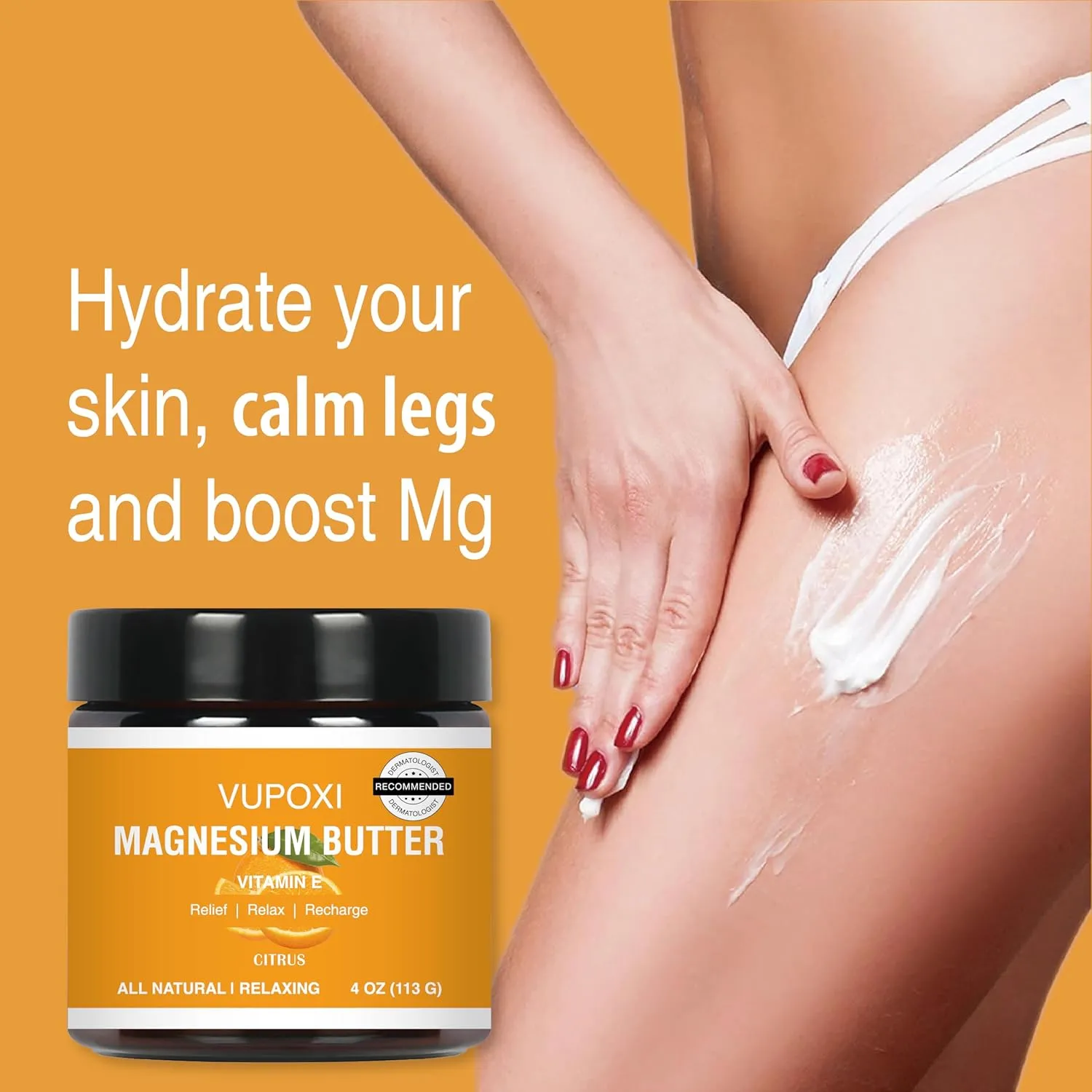 Magnesium Cream for Sleep, Muscle Soreness & Cramps Relief with Vitamin E, Shea Butter - Topical Magnesium Lotion for Calm & Relaxation - (4 fl, Citrus)