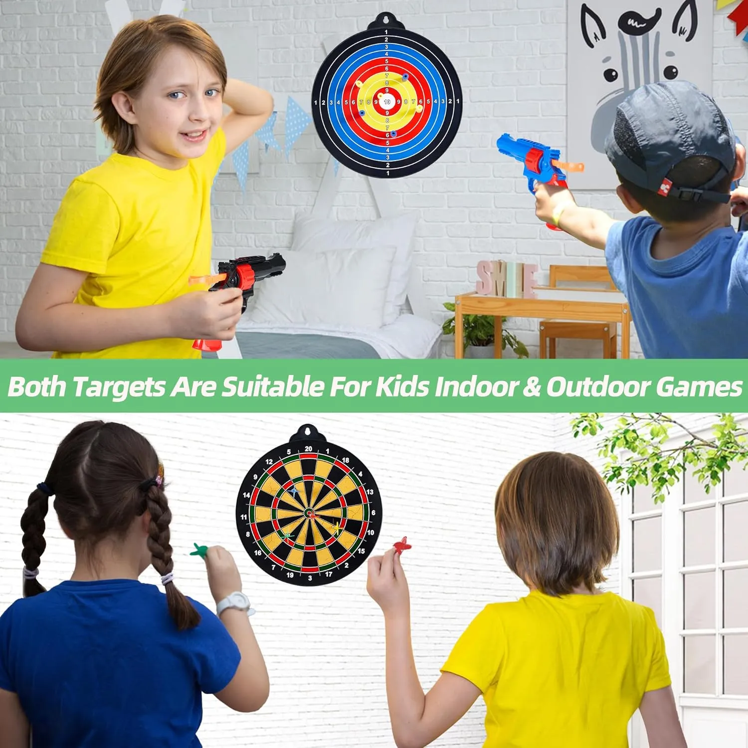 Magnetic Dart Board - 12Magnetic Darts 12Sticky Balls Or 2 Toy Gun 40 Foam Dart,Fun for Family Game and Party with Friends, Christmas Birthday Gifts Toys for 3-12 Year Old Boys