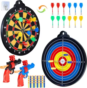 Magnetic Dart Board - 12Magnetic Darts 12Sticky Balls Or 2 Toy Gun 40 Foam Dart,Fun for Family Game and Party with Friends, Christmas Birthday Gifts Toys for 3-12 Year Old Boys