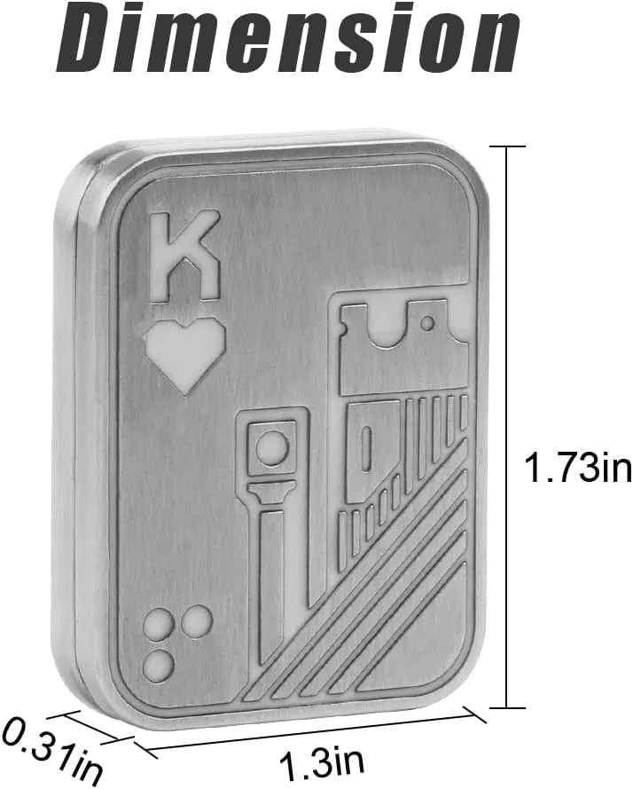 Magnetic Metal Fidget Toys - Metal Poker Push Card Fidget Slider Stress Relief Toy, Men’s EDC Toy Fidget Toy Haptic Coin, Office Desk Toys Gifts for Boyfriend and Father (Glow KK Silver)