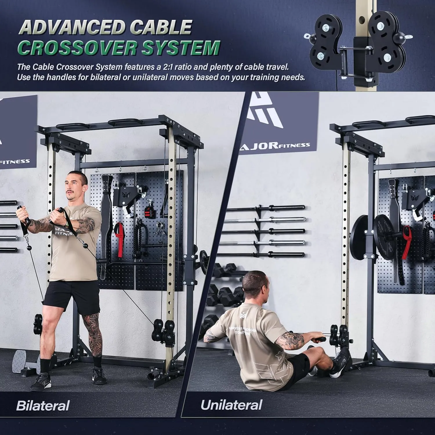 Major Fitness Drone3 Power Cage, with Lever Arms, Multi-Function Power Rack for Home Gym, Squat Rack with Pull-up Bar, Cable Crossover System,J-Hooks,Heavy-Duty Steel Construction