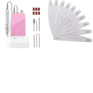 Makartt Nail File: 100/180 Grit Emery Boards for Nails Bundle with Professional Nail Drill, 35000RPM Rechargeable Efile with Coreless Motor, Nouvella Electric Nail Filer