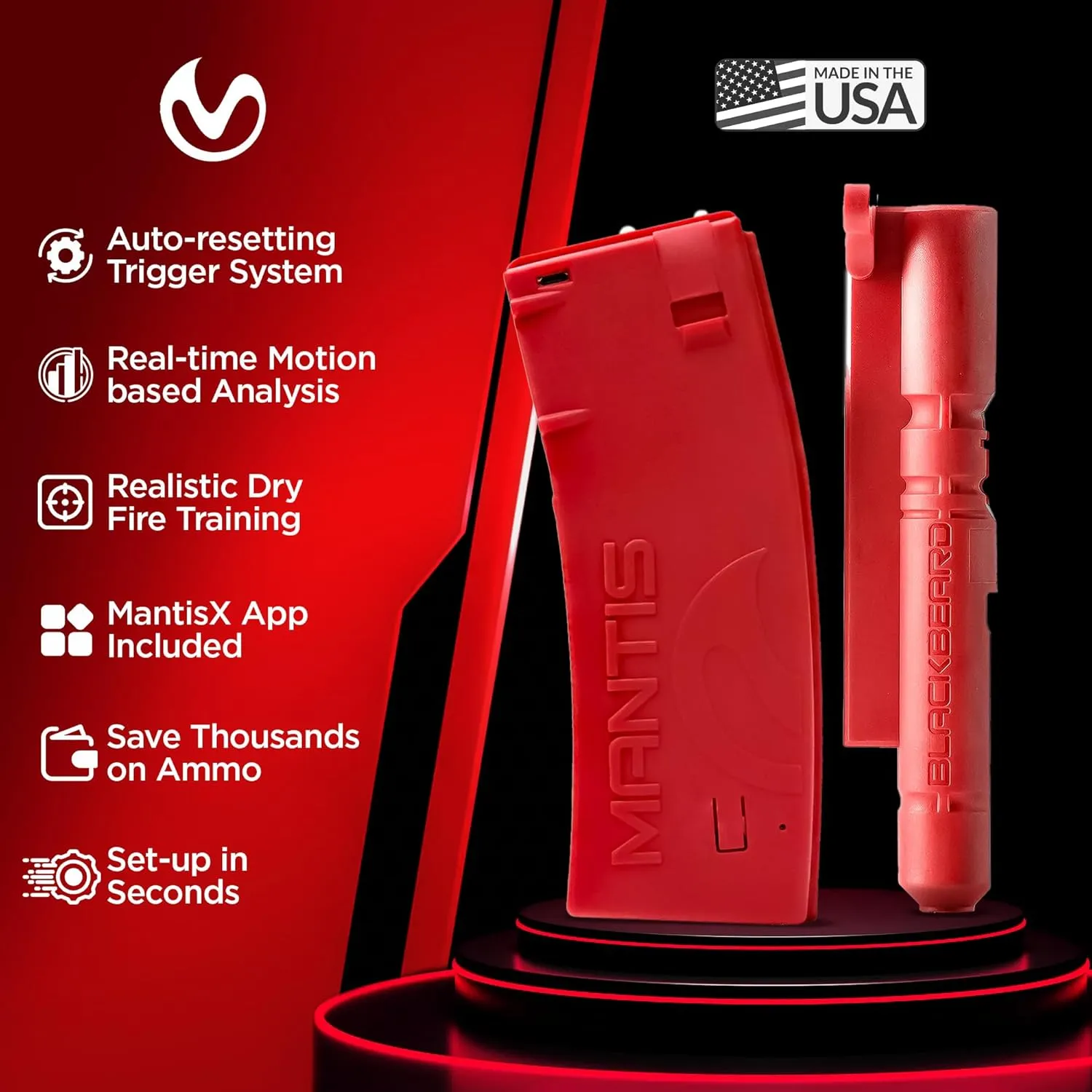 Mantis BlackbeardX | Dry Fire Laser Training System | Free App with Smart Analytics & Real-Time Feedback | Laser Target Practice at Home | Firearm Training System