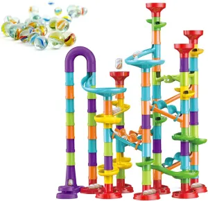 Marble Run for Kids Ages 4-8 - Maze Game DIY Educational Playset Birthday Gift for Ages 3 ,Track Pipe Building Blocks Glass Marbles for Kids Birth Day Preschool, Toys for 3 Year Old Boys Christmas