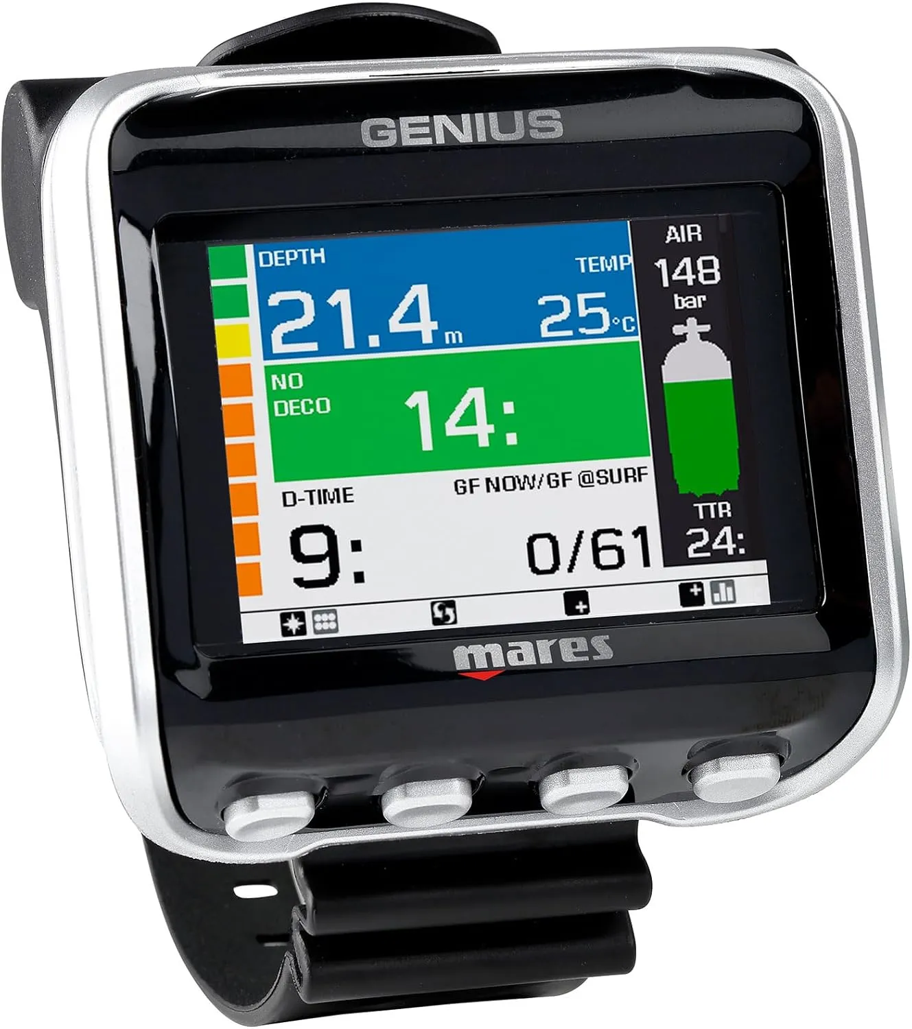 Mares Genius Scuba Dive Computer | Ergonomic Wrist-Mounted Underwater Diving Accessory with Multiple Modes | Perfect for Recreational & Technical Diving